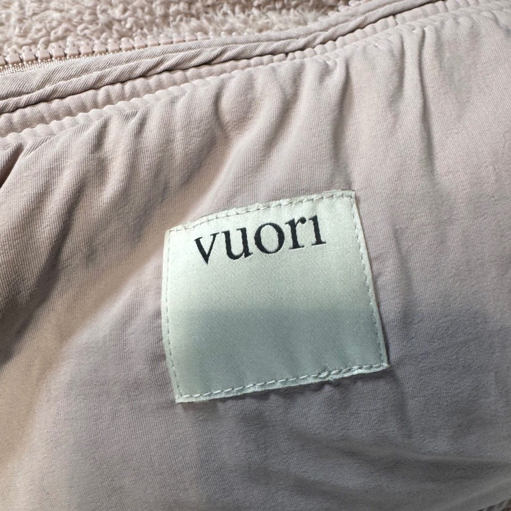Vuori Alpine Sherpa Jacket Womens Small Beige Tan Full Zip Fleece Mock Neck Logo - Picture 4 of 8